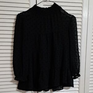 Chic Black Sheer Women's Blouse